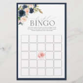 Navy Blue Blush Pink Floral Bingo Game (Voorkant)