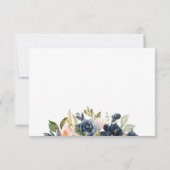 Navy Blue Blush Pink Floral Blossom Wedding RSVP (Achterkant)