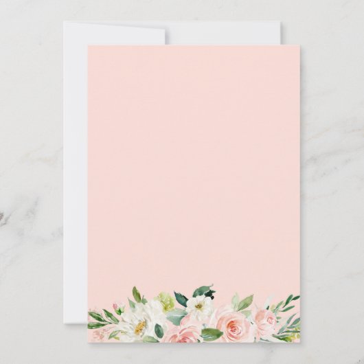 Navy Blue Blush Pink Floral Geometric Afstuderen Kaart (Achterkant)