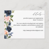 Navy Blue & Blush Pink Floral MED Enclosure Kaart (Voorkant)
