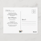 Navy Blue Blush Pink Floral Verander de datum Briefkaart (Achterkant)