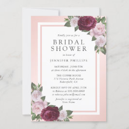 Navy Blue Blush Pink Floral Vrijgezellenfeest Kaart
