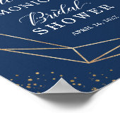 Navy Blue Blush Pink Floral Vrijgezellenfeest Sign Poster (Hoek)