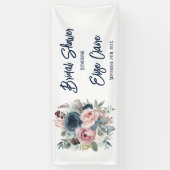 Navy Blue Blush Pink Floral Vrijgezellenfeest Spandoek (Verticaal)