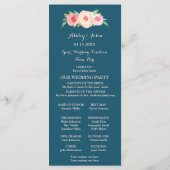 Navy Blue Blush Pink Floral Wedding Programme Programmakaart (Achterkant)
