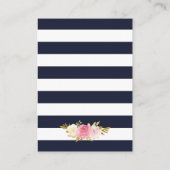 Navy Blue Blush Pink Floral Wedding Reception Informatiekaartje (Achterkant)