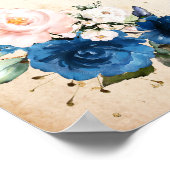Navy Blue Blush Pink Florals Weddenschap Welkom Poster (Hoek)
