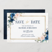 Navy Blue Blush Pink Geometric Sla de datum op (Voorkant / Achterkant)