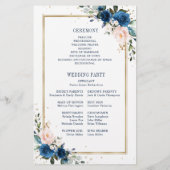 Navy Blue Blush Pink Geometric Wedding Programme (Achterkant)