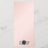 Navy Blue Blush Pink Gold Floral Weddenschap Menu (Achterkant)