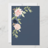 Navy Blue Blush Pink Gold Wedding Invitation Kaart (Achterkant)