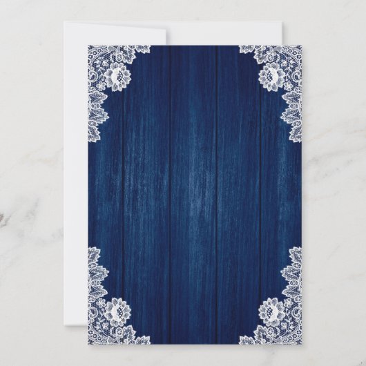 Navy Blue Blush Pink Lace Mason Jar Wedding Kaart (Achterkant)