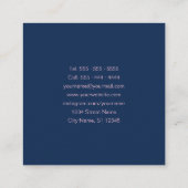 Navy Blue Blush Pink Minimalist Floral Waterverf Vierkante Visitekaartje (Achterkant)