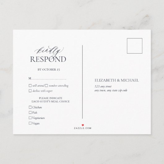Navy Blue Blush Pink Monogram Weddenschap RSVP Uitnodiging Briefkaart (Achterkant)