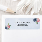 Navy Blue & Blush Pink Retour Adreslabel Etiket (Insitu)