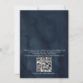 Navy Blue Blush Pink Rose Boho QR Code Wedding Kaart (Achterkant)