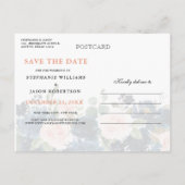 Navy Blue Blush Pink Rose Boho Save the Date Aankondigingskaart (Achterkant)