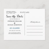 Navy Blue Blush Pink Rose Boho Save the Date Aankondigingskaart (Achterkant)