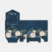 Navy Blue Blush Pink Rose Boho Wedding Bedankdoosjes (Uitgevouwen)