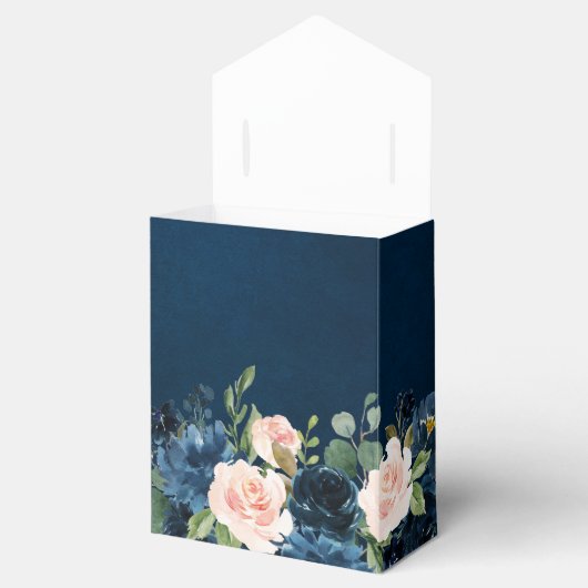 Navy Blue Blush Pink Rose Boho Wedding Bedankdoosjes (Geopend)