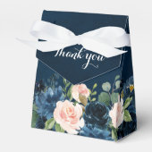 Navy Blue Blush Pink Rose Boho Wedding Bedankdoosjes (Voorkant Zijde)