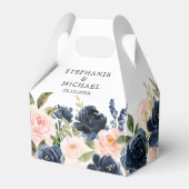 Navy Blue Blush Pink Rose Boho Wedding Bedankdoosjes (Achterkant)