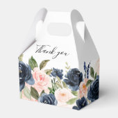 Navy Blue Blush Pink Rose Boho Wedding Bedankdoosjes (Voorkant Zijde)