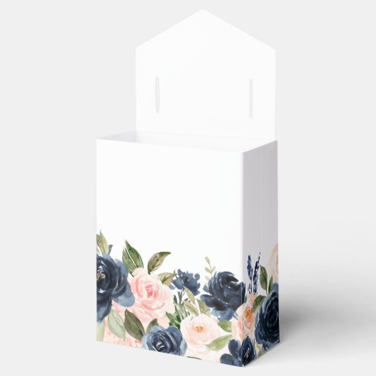 Navy Blue Blush Pink Rose Boho Wedding Bedankdoosjes (Geopend)