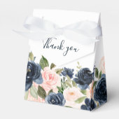 Navy Blue Blush Pink Rose Boho Wedding Bedankdoosjes (Voorkant Zijde)