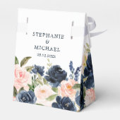 Navy Blue Blush Pink Rose Boho Wedding Bedankdoosjes (Achterkant)