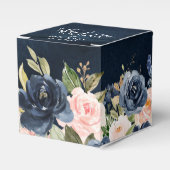 Navy Blue Blush Pink Rose Boho Wedding Bedankdoosjes (Voorkant Zijde)