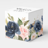 Navy Blue Blush Pink Rose Boho Wedding Bedankdoosjes (Voorkant Zijde)