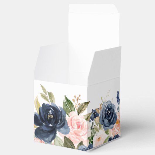 Navy Blue Blush Pink Rose Boho Wedding Bedankdoosjes (Geopend)