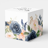 Navy Blue Blush Pink Rose Boho Wedding Bedankdoosjes (Achterkant)