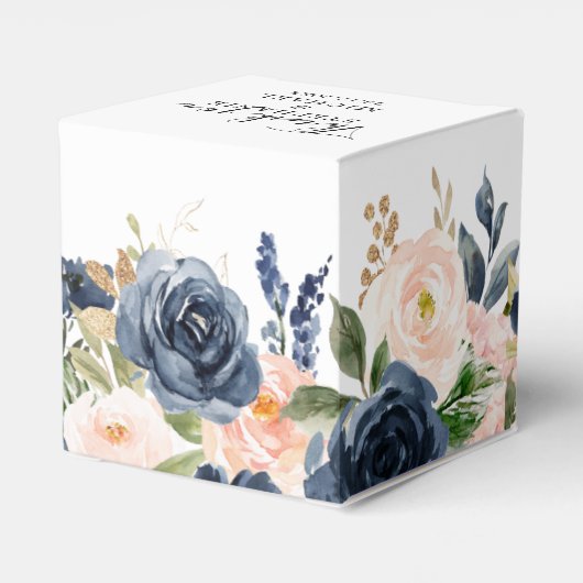 Navy Blue Blush Pink Rose Boho Wedding Bedankdoosjes (Achterkant)