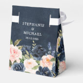 Navy Blue Blush Pink Rose Boho Wedding Bedankdoosjes (Achterkant)