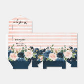 Navy Blue Blush Pink Rose Boho Wedding Bedankdoosjes (Uitgevouwen)