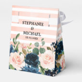 Navy Blue Blush Pink Rose Boho Wedding Bedankdoosjes (Achterkant)