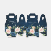 Navy Blue Blush Pink Rose Boho Wedding Bedankdoosjes (Uitgevouwen)
