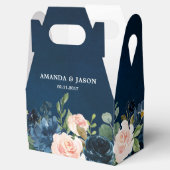 Navy Blue Blush Pink Rose Boho Wedding Bedankdoosjes (Geopend)