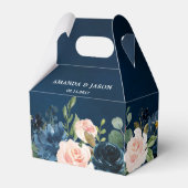 Navy Blue Blush Pink Rose Boho Wedding Bedankdoosjes (Voorkant Zijde)