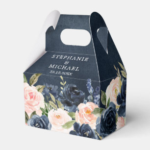 Navy Blue Blush Pink Rose Boho Wedding Bedankdoosjes