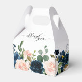 Navy Blue Blush Pink Rose Boho Wedding Bedankdoosjes (Achterkant)