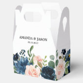 Navy Blue Blush Pink Rose Boho Wedding Bedankdoosjes (Geopend)