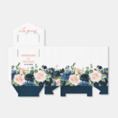 Navy Blue Blush Pink Rose Boho Wedding Bedankdoosjes (Uitgevouwen)