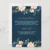 Navy Blue Blush Pink Rose Boho Wedding Kaart (Achterkant)
