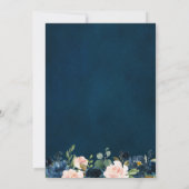 Navy Blue Blush Pink Rose Boho Wedding Kaart (Achterkant)