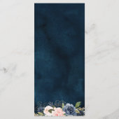 Navy Blue Blush Pink Rose Boho Wedding Menu (Achterkant)