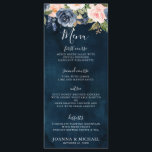 Navy Blue Blush Pink Rose Boho Wedding Menu<br><div class="desc">Prachtige bloemenboho trouwmenukaart met handgeschilderde waterverf bloemengraphics / rozen in rijke tinten van marineblauw en blush roze / perzik en charmante letterstijl lettertype. Neem contact met mij op voor hulp bij maatwerk of als u een ander product met dit ontwerp nodig hebt.</div>