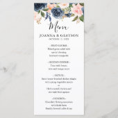 Navy Blue Blush Pink Rose Boho Wedding Menu (Voorkant)